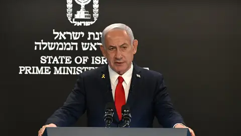 Netanyahu, primer ministro israelí, durante una rueda de prensa en Jerusalén Netanyahu, primer ministro israelí, durante una rueda de prensa en Jerusalén