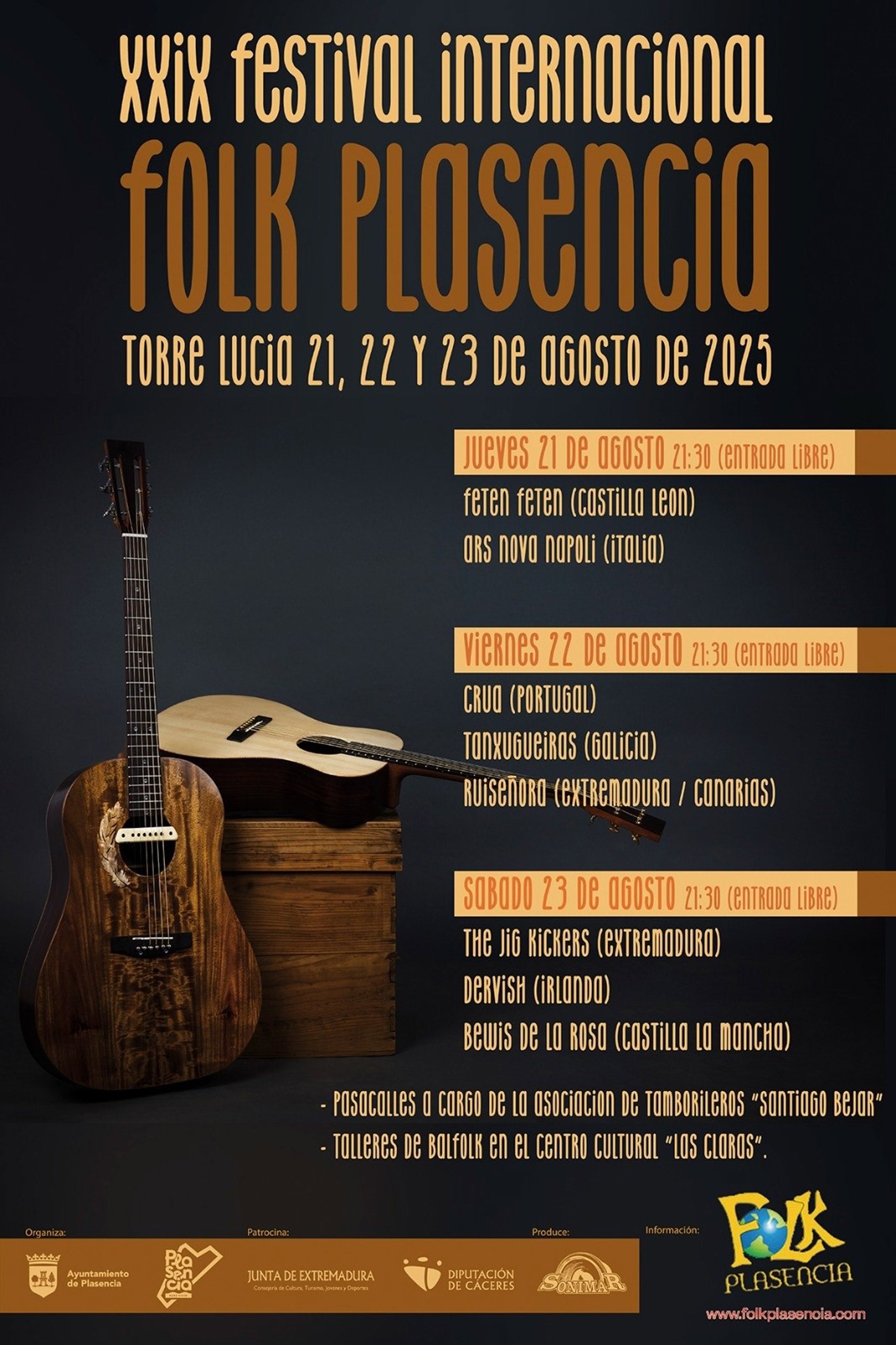 El festival 'Folk Plasencia' regresa del 21 al 23 de agosto con ocho conciertos gratuitos en Torre Lucía El festival 'Folk Plasencia' regresa del 21 al 23 de agosto con ocho conciertos gratuitos en Torre Lucía