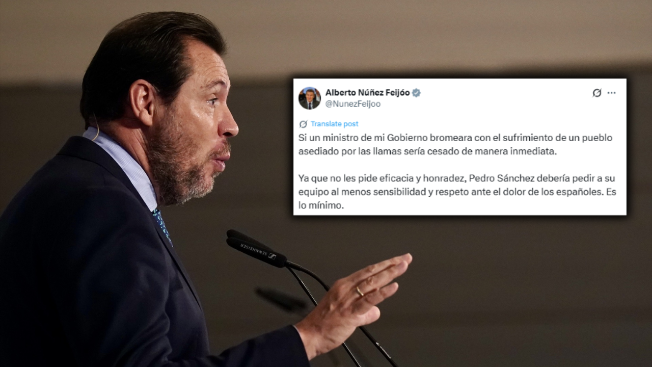 Óscar Puente y Feijóo se enfrentan en redes a raíz de los incendios: "Si un ministro bromeara con el sufrimiento..." Óscar Puente y Feijóo se enfrentan en redes a raíz de los incendios: "Si un ministro bromeara con el sufrimiento..."