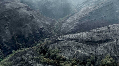 - Superficie calcinada por el peor incendio de la historia de Galicia, el de Larouco (Ourense)