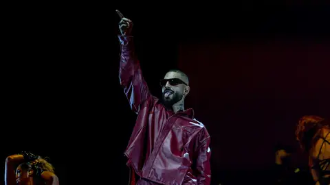 El cantante Maluma durante un concierto, en el Movistar Arena, a 4 de abril de 2025, en Madrid (España). El cantante Maluma durante un concierto, en el Movistar Arena, a 4 de abril de 2025, en Madrid (España).