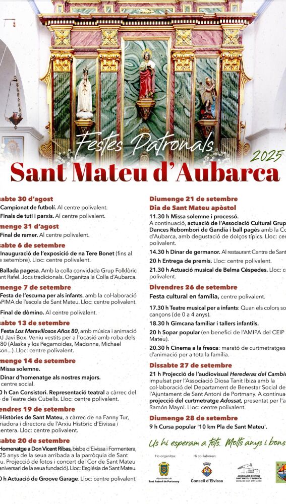 Cartel con la programación de las Festes de Sant Mateu 2025