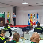 El intendente Esteban Feria durante el encuentro en Medellín El intendente Esteban Feria durante el encuentro en Medellín