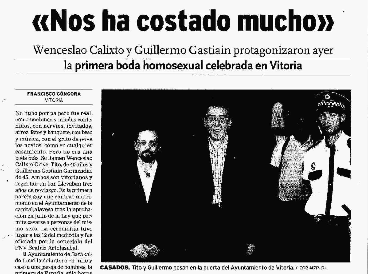 20 años de la primera boda gay en Euskadi 20 años de la primera boda gay en Euskadi