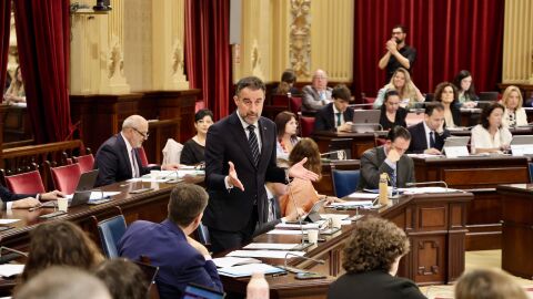 El conseller de Vivienda, Territorio y Movilidad, Jos&eacute; Luis Mateo, durante una sesi&oacute;n plenaria, en el Parlament