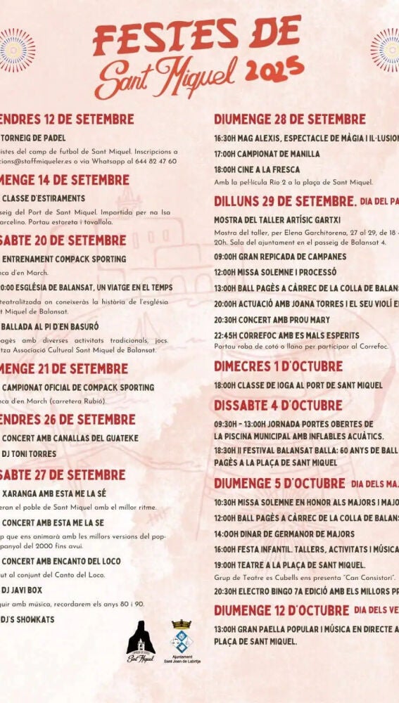 Programa de fiestas de Sant Miquel de Balansat
