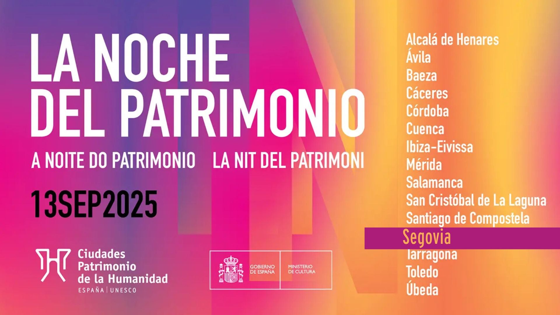Segovia celebra el sábado la Noche del Patrimonio con arte, historia, danza y deporte Segovia celebra el sábado la Noche del Patrimonio con arte, historia, danza y deporte