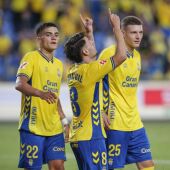 Iván Gil celebra un gol 