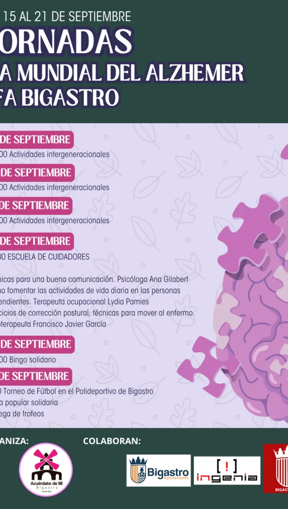 AFA Bigastro conmemorar el Día Mundial del Alzheimer AFA Bigastro conmemorar el Día Mundial del Alzheimer