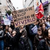 Varias mujeres en la manifestación en Madrid el pasado 8m