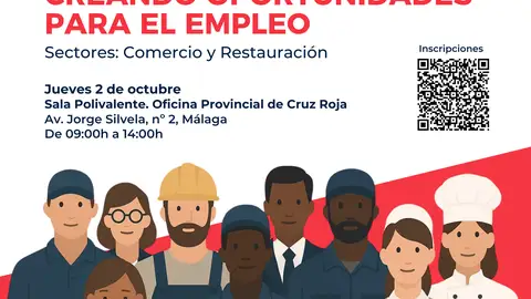Cruz Roja organiza en Málaga la 9ª edición de la Feria de Empleo ‘Creando oportunidades para el empleo’ Cruz Roja organiza en Málaga la 9ª edición de la Feria de Empleo ‘Creando oportunidades para el empleo’