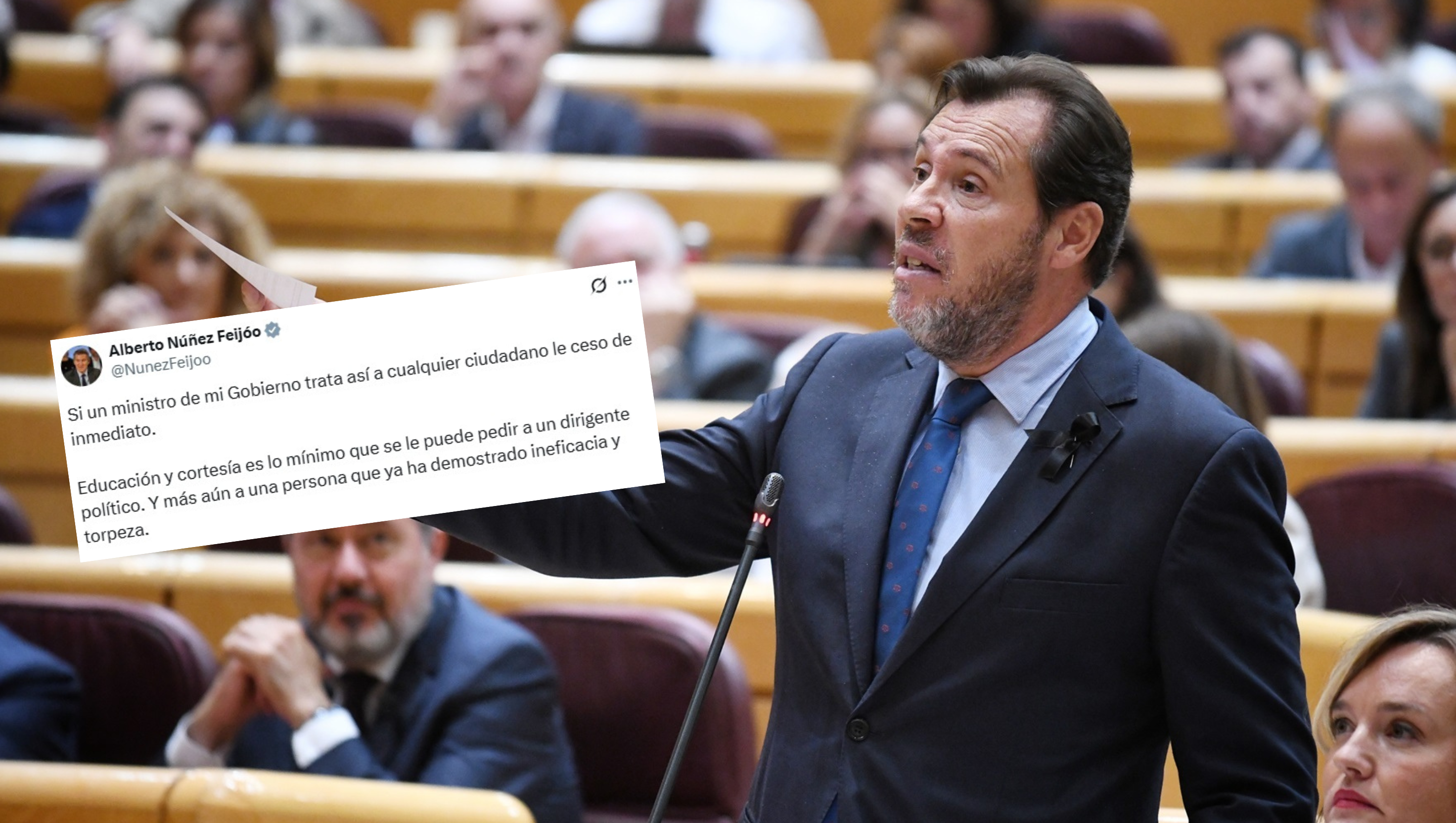 “Tú no has sido capaz de cesar al que retozaba en el Ventorro”: la respuesta de Puente a la petición de Feijóo de cesarle “Tú no has sido capaz de cesar al que retozaba en el Ventorro”: la respuesta de Puente a la petición de Feijóo de cesarle
