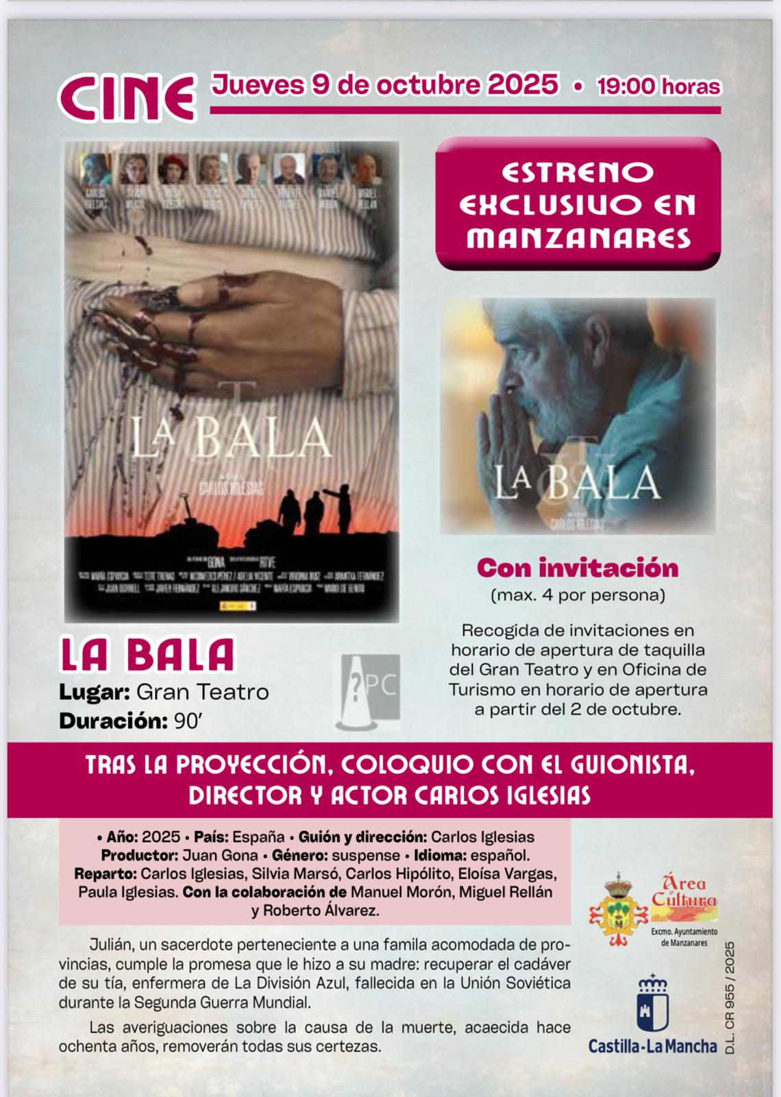 Carlos Iglesias presenta en Manzanares 'La Bala' Carlos Iglesias presenta en Manzanares 'La Bala'