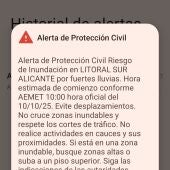 Alerta enviada por Protección Civil.