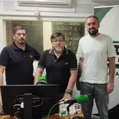 Rubén Amorín, Paco Sarria e Esteban Gómez propietario de Pizza Bonna Rubén Amorín, Paco Sarria e Esteban Gómez propietario de Pizza Bonna