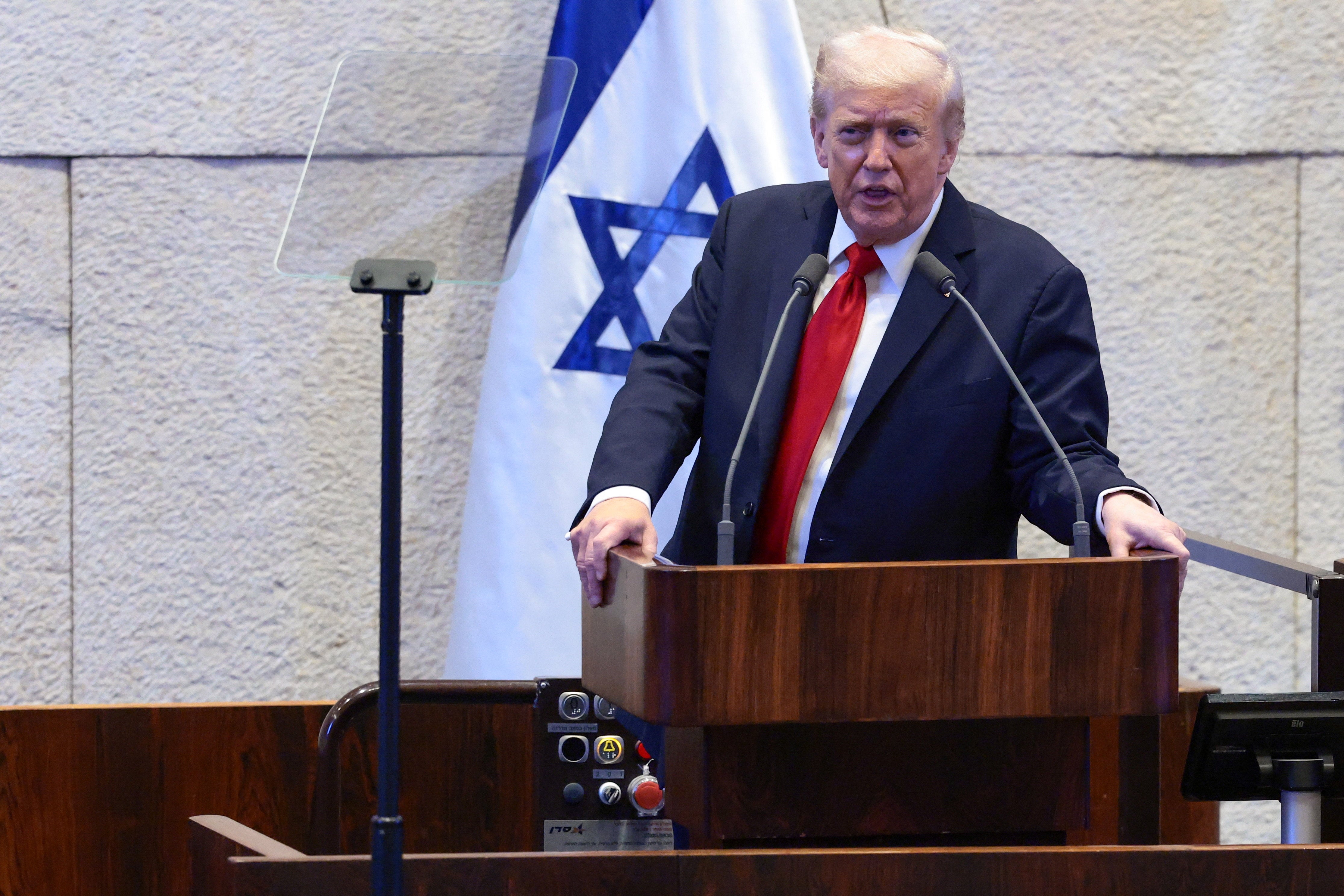 Trump vaticina una "época dorada de Israel y Oriente Próximo" en su discurso en el Parlamento israelí Trump vaticina una "época dorada de Israel y Oriente Próximo" en su discurso en el Parlamento israelí