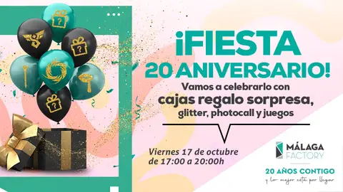 Málaga Factory celebra su 20º Aniversario con novedades, aperturas y una gran fiesta para toda la familia Málaga Factory celebra su 20º Aniversario con novedades, aperturas y una gran fiesta para toda la familia