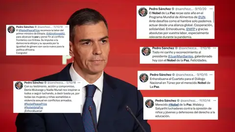 La contradicción de Sánchez con el Nobel de la Paz: todas las veces que ha felicitado al ganador La contradicción de Sánchez con el Nobel de la Paz: todas las veces que ha felicitado al ganador