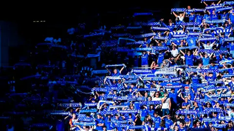 14-10-2025 Imagen de aficionados del Real Oviedo en el Carlos Tartiere. 14-10-2025 Imagen de aficionados del Real Oviedo en el Carlos Tartiere.