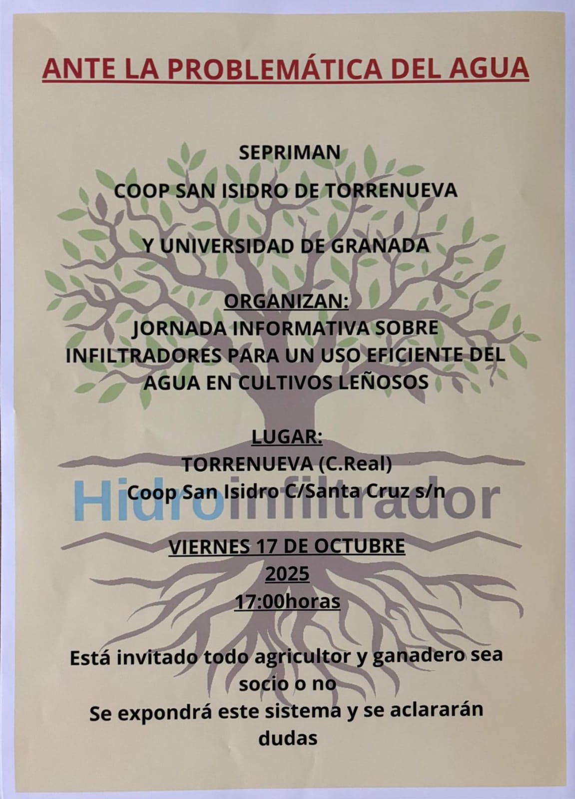 SEPRIMAN organiza en Torrenueva una "Jornada informativa sobre infiltradores para un uso eficiente del agua en cultivos leñosos" SEPRIMAN organiza en Torrenueva una "Jornada informativa sobre infiltradores para un uso eficiente del agua en cultivos leñosos"