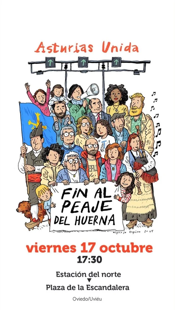 Cartel de la manifestación contra el peaje del Huerna en Oviedo Cartel de la manifestación contra el peaje del Huerna en Oviedo