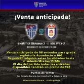 Venta anticipada para Gimnástica- Ávila