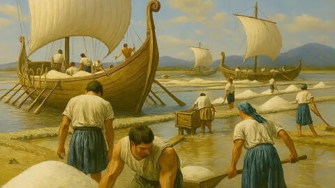 Recreaci&oacute;n hist&oacute;rica del trabajo en Ibiza con la sal en la Edad Media