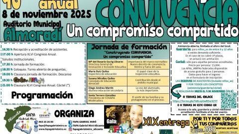 'Construyendo convivencia', lema del 46º Congreso Anual que la FAPA 'Gabriel MIró' celebra el 8 de noviembre en Almoradí 'Construyendo convivencia', lema del 46º Congreso Anual que la FAPA 'Gabriel MIró' celebra el 8 de noviembre en Almoradí