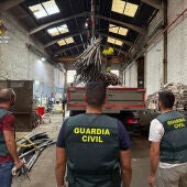 Agentes de la Guardia Civil junto al material sustraído