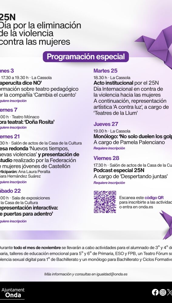 Programación del 25N en Onda