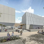 Simulación de la dotación cultural que se va a construir en la parcela de la antigua fábrica Jayton de Elche. Simulación de la dotación cultural que se va a construir en la parcela de la antigua fábrica Jayton de Elche.