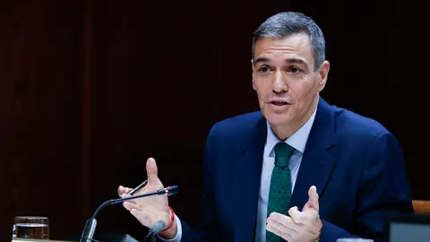 El presidente del Gobierno, Pedro Sánchez, durante su comparecencia ante la comisión de investigación del caso Koldo, este jueves en el Senado. El presidente del Gobierno, Pedro Sánchez, durante su comparecencia ante la comisión de investigación del caso Koldo, este jueves en el Senado.
