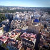 Vista aérea de parte del centro del casco urbano de Elche.
