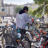Bicicletas aparcadas en Vitoria