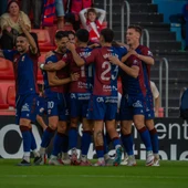 El Eldense celebra un gol en el Nuevo Pepico Amat. El Eldense celebra un gol en el Nuevo Pepico Amat.