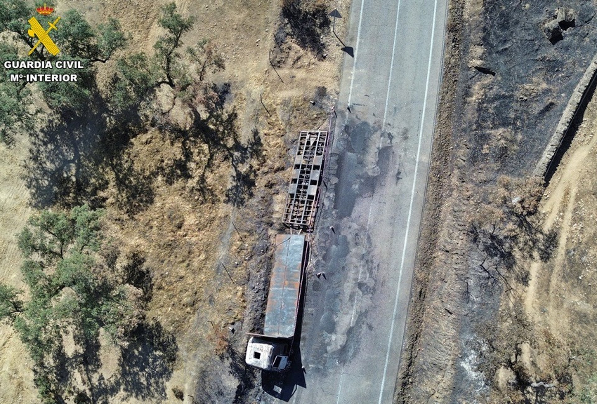 Las chispas de una rueda en llantas de un camión provocaron el incendio de Llerena que calcinó 5.900 hectáreas Las chispas de una rueda en llantas de un camión provocaron el incendio de Llerena que calcinó 5.900 hectáreas