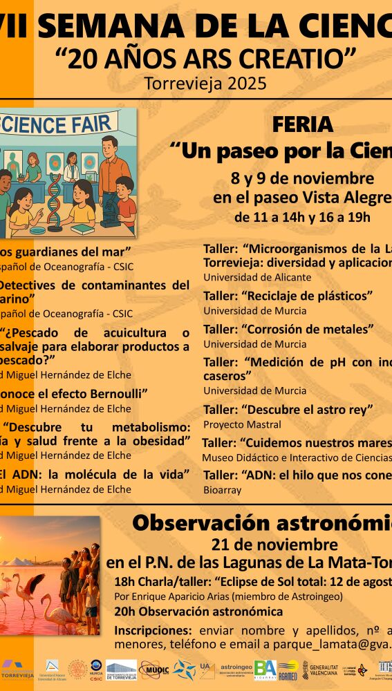 Ars Creatio te invita a celebrar la XVII Semana de la Ciencia con las actividades científicas de este fin de semana, charlas y una observación astronómica