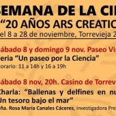 Ars Creatio te invita a celebrar la XVII Semana de la Ciencia con las actividades científicas de este fin de semana, charlas y una observación astronómica