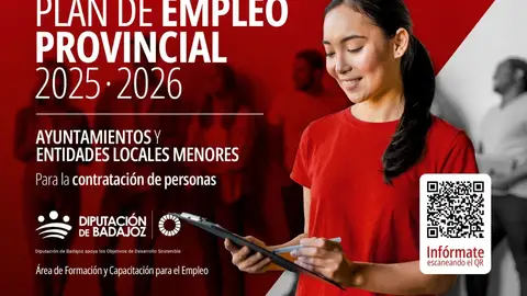 La Diputación de Badajoz publica la resolución del Plan de Empleo Provincial 2026 con 7,1 millones de asignación La Diputación de Badajoz publica la resolución del Plan de Empleo Provincial 2026 con 7,1 millones de asignación