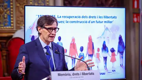 Salvador Illa durant l'acte en el paranimf de la UB Salvador Illa durant l'acte en el paranimf de la UB