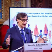 Salvador Illa durant l'acte en el paranimf de la UB Salvador Illa durant l'acte en el paranimf de la UB