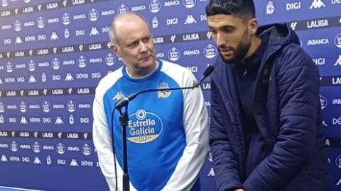 Zakaria Eddahchouri atiende a los medios, tras marcar dos goles a la Cultural Zakaria Eddahchouri atiende a los medios, tras marcar dos goles a la Cultural