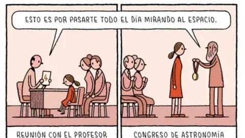 Viñeta del tebeo 'Física para gatos', de Tom Gauld Viñeta del tebeo 'Física para gatos', de Tom Gauld