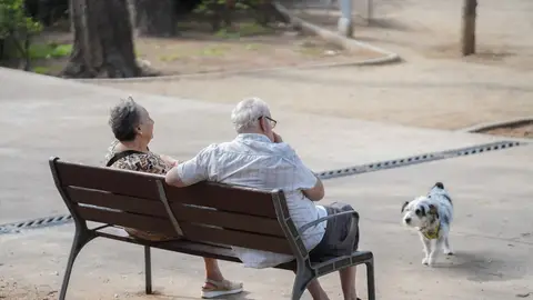 Dos jubilados sentados en un parque Dos jubilados sentados en un parque