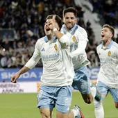 Aguirregabiria celebra el tanto del triunfo Aguirregabiria celebra el tanto del triunfo