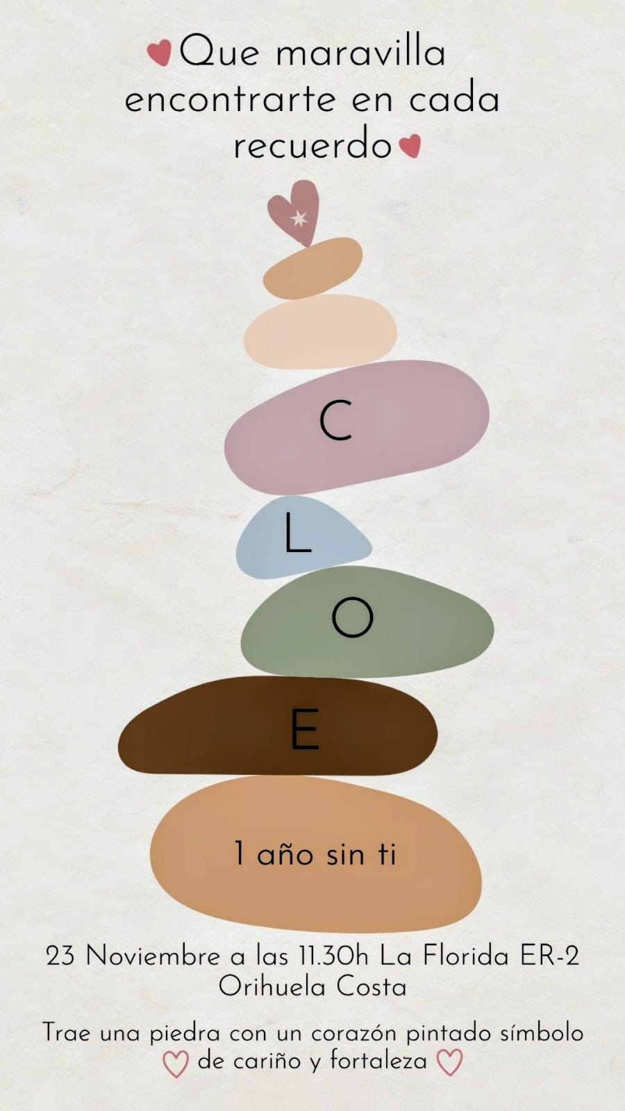 Familiares y amigos de Cloe se reúnen este domingo en Orihuela Costa para rendir homenaje a la joven asesinada hace un año Familiares y amigos de Cloe se reúnen este domingo en Orihuela Costa para rendir homenaje a la joven asesinada hace un año