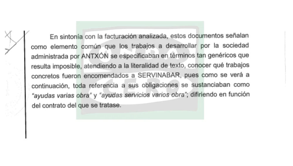 Extracto del informe de la UCO Extracto del informe de la UCO