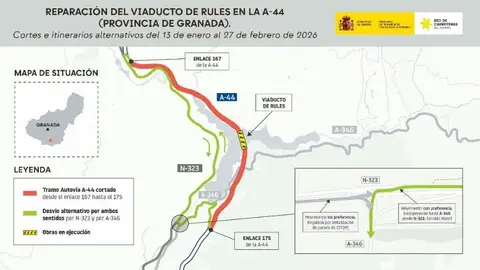 La A-44 reabre al tráfico este viernes tras completar la reparación principal del Viaducto de Rules La A-44 reabre al tráfico este viernes tras completar la reparación principal del Viaducto de Rules