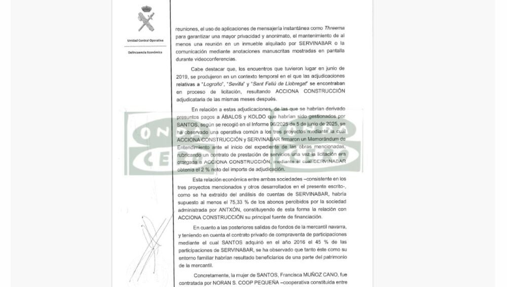 La UCO destapa comisiones del 2% a Santos Cerdán 