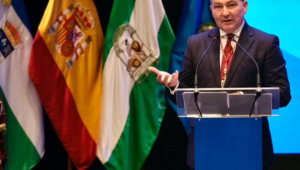 El presidente de la Diputación de Huelva, David Toscano, durante su intervención en la gala.